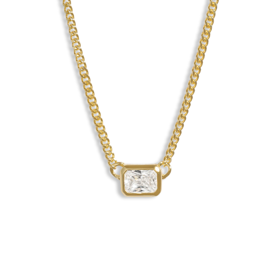Emerald-Cut Bezel Chain Necklace