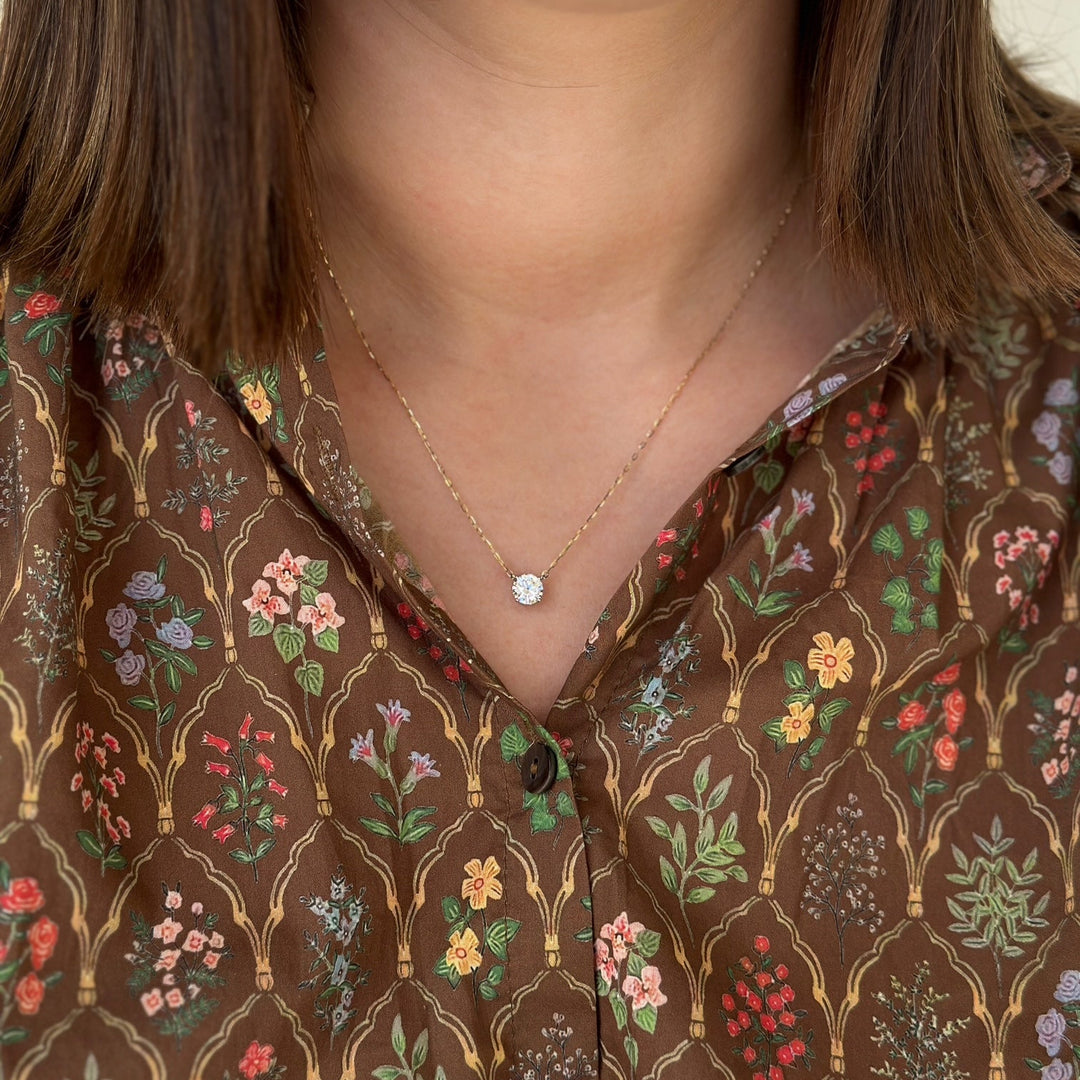 14K Two-Tone Lab Grown Diamond Solitaire Necklace