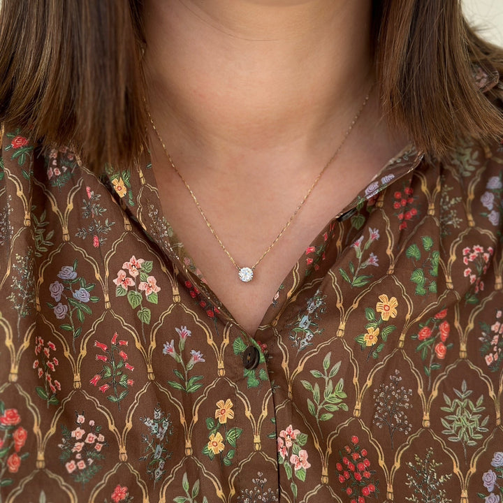 14K Two-Tone Lab Grown Diamond Solitaire Necklace