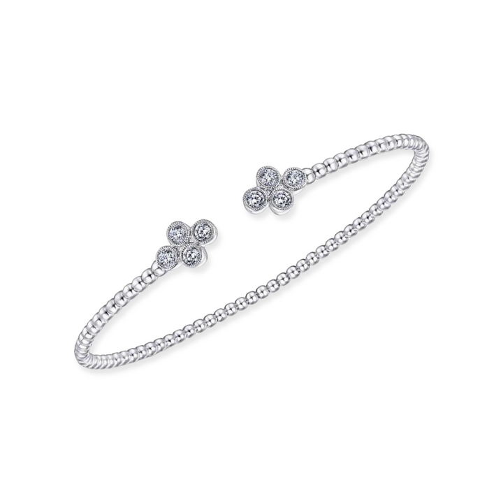 14K Diamond Clover Flex Cuff Bracelet