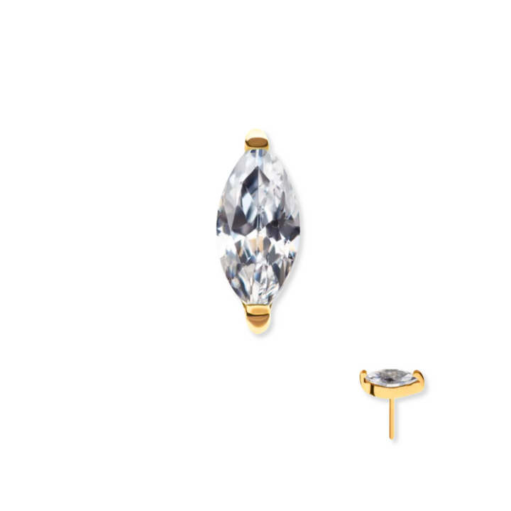 2-Prong Marquise CZ Flat Back Stud