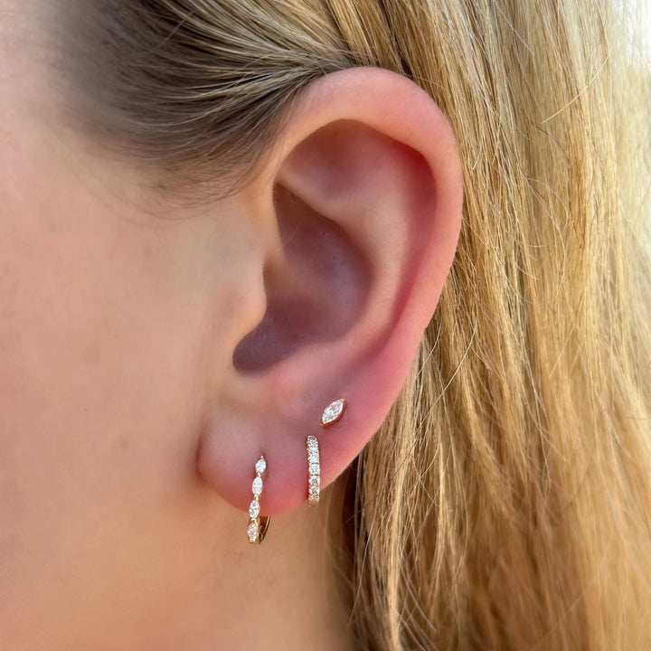 2-Prong Marquise CZ Flat Back Stud