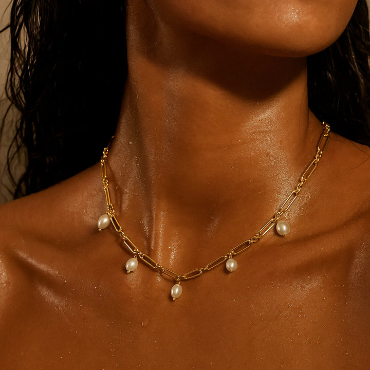 Toggle Chain Pearl Drop Necklace