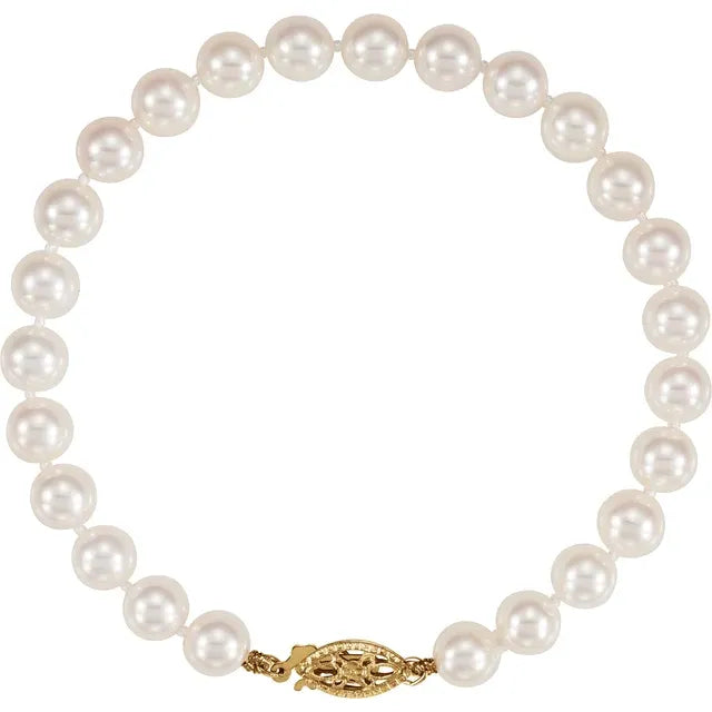14K White Akoya Pearl Bracelet