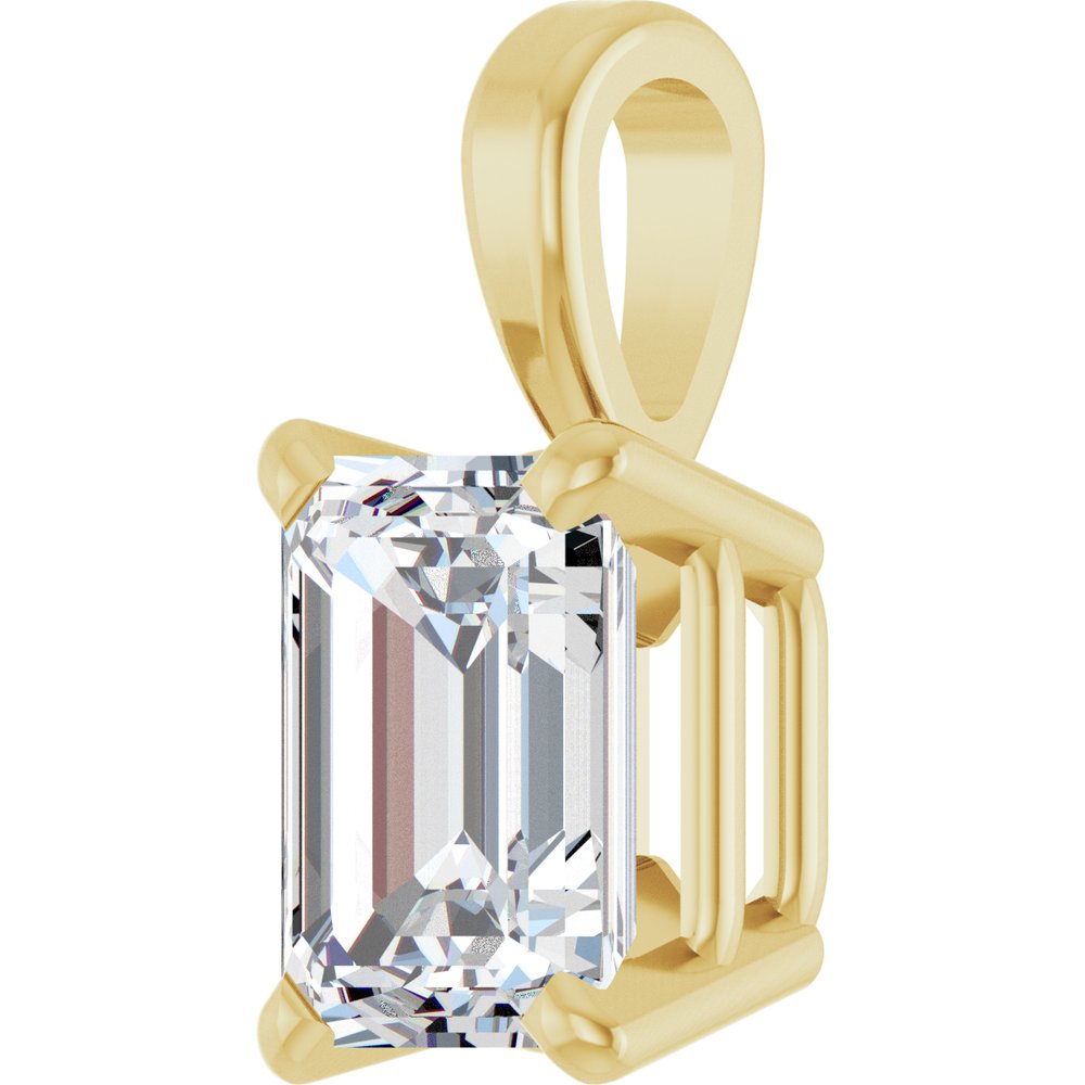 14K Emerald-Cut Diamond Solitaire Pendant