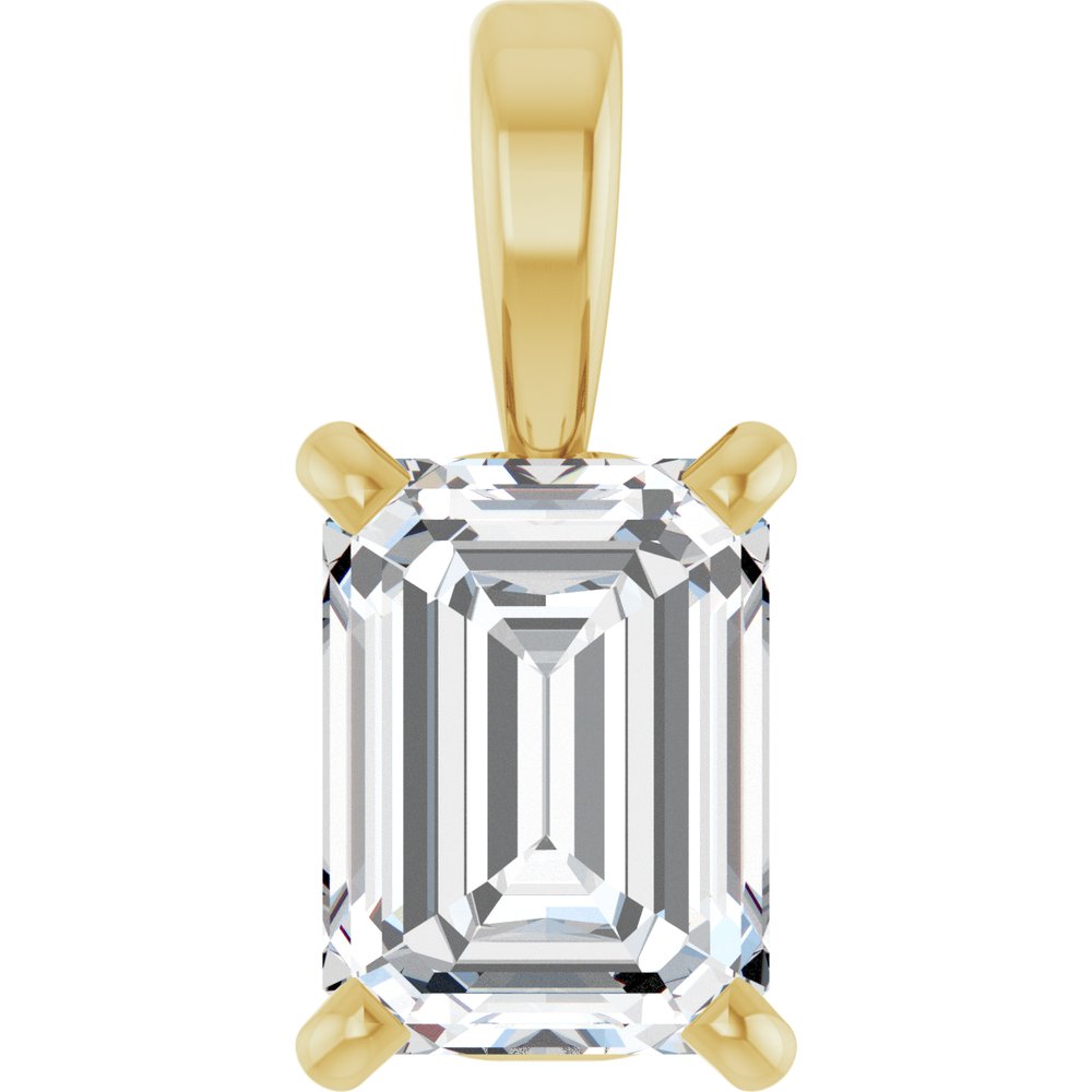 14K Emerald-Cut Diamond Solitaire Pendant