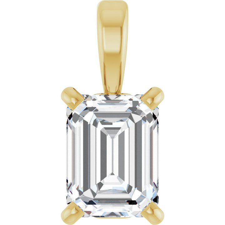 14K Emerald-Cut Diamond Solitaire Pendant
