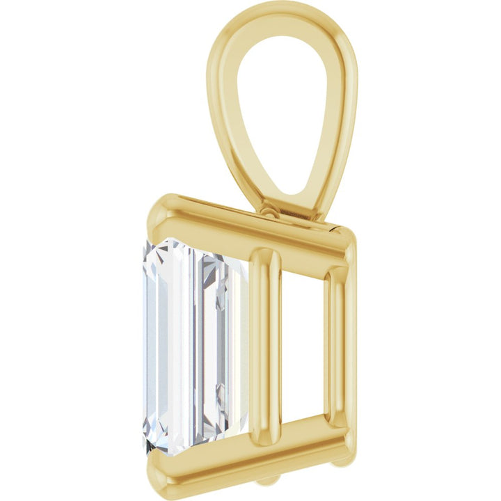 14K Emerald-Cut Diamond Solitaire Pendant