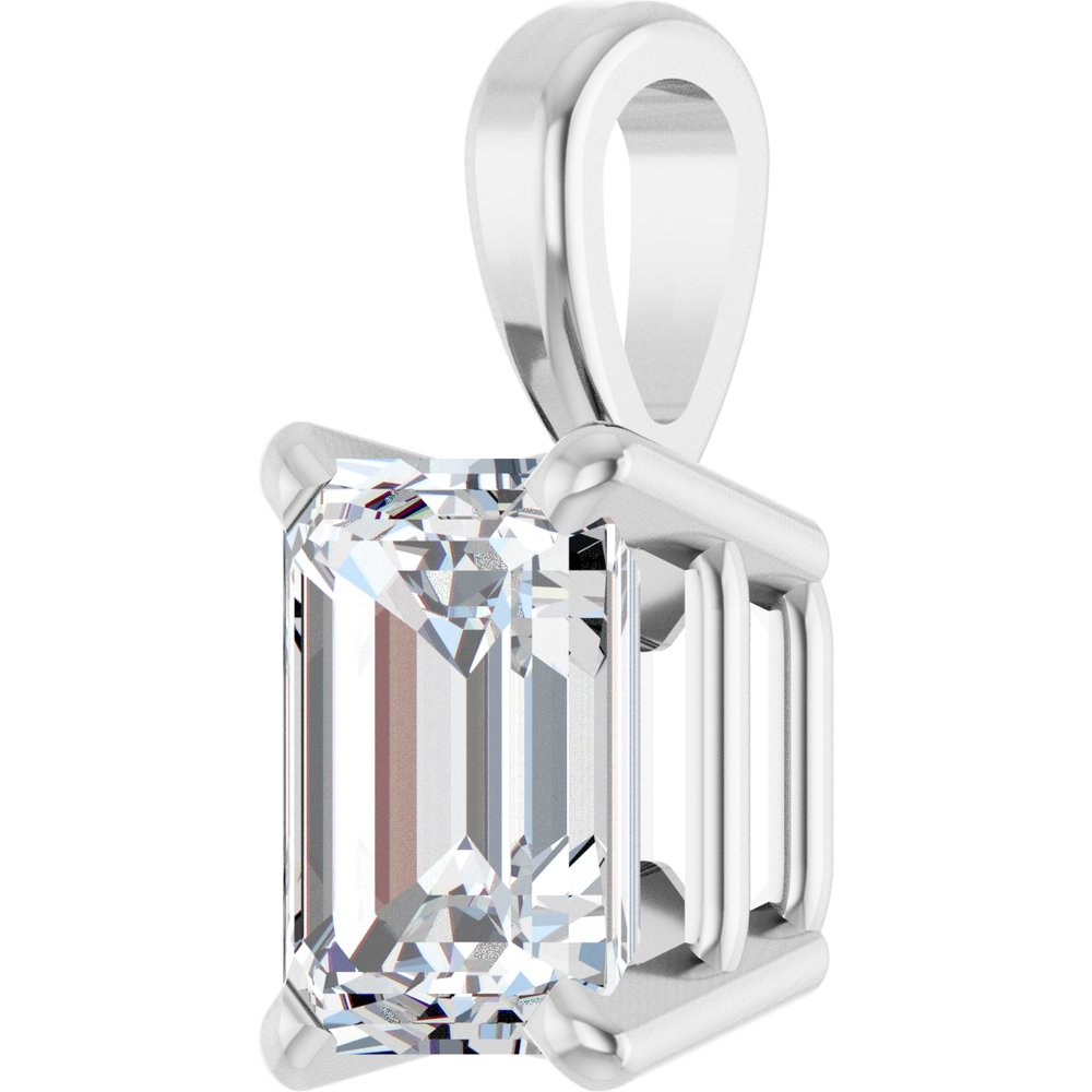 14K Emerald-Cut Diamond Solitaire Pendant