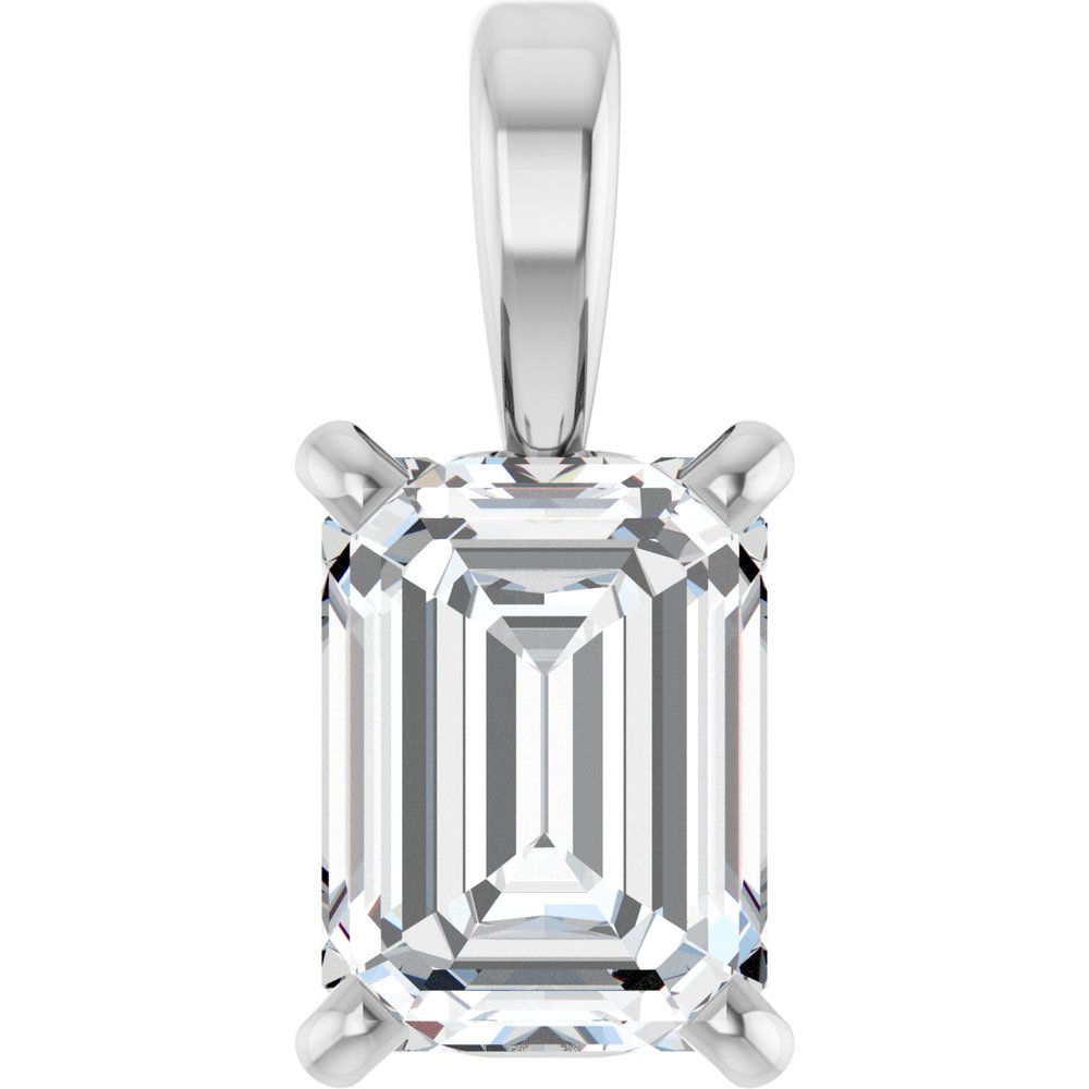 14K Emerald-Cut Diamond Solitaire Pendant