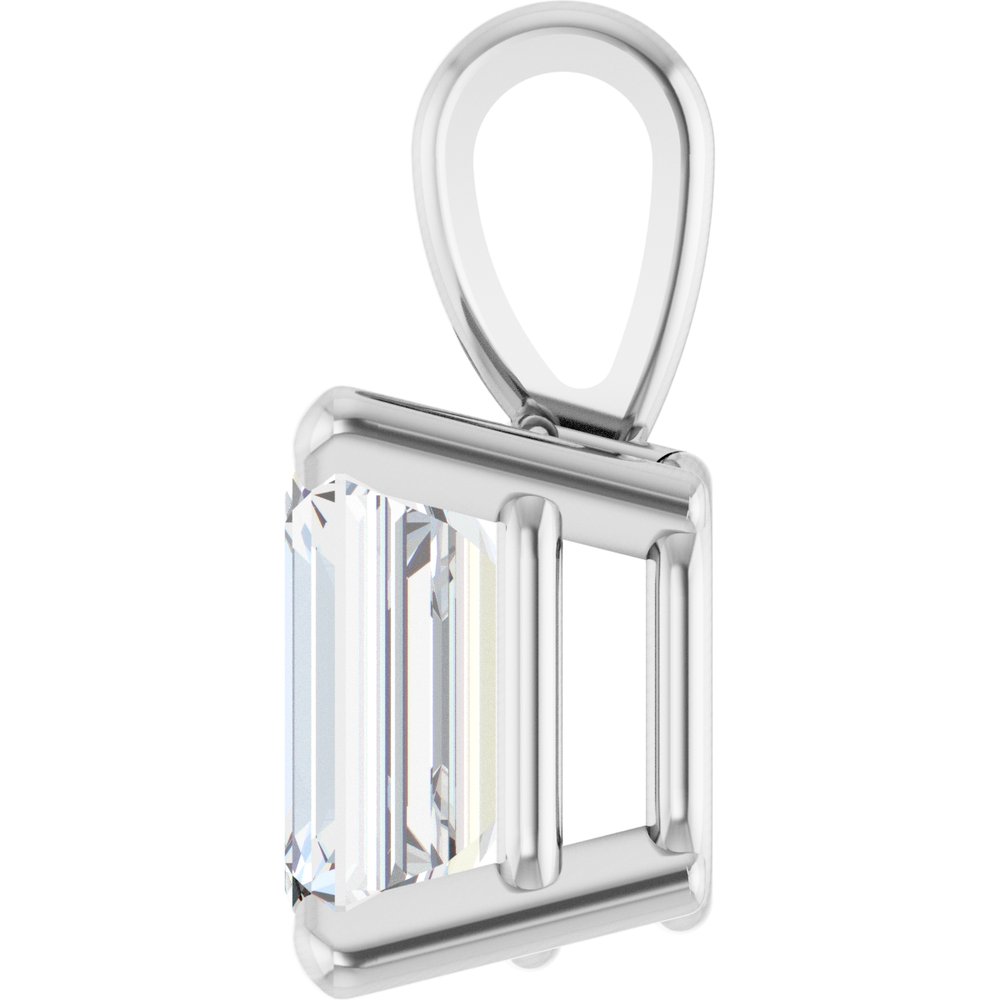 14K Emerald-Cut Diamond Solitaire Pendant