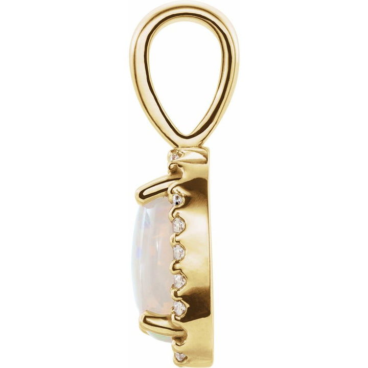 14K Oval Gemstone & Diamond Halo Pendant