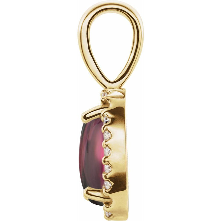 14K Oval Gemstone & Diamond Halo Pendant
