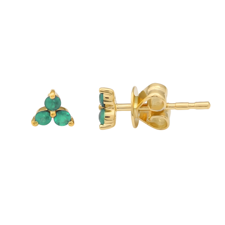 14K Natural Gemstone Trio Studs