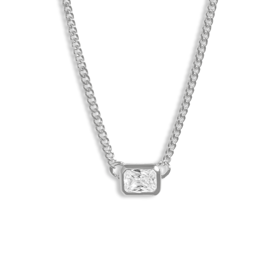 Emerald-Cut Bezel Chain Necklace