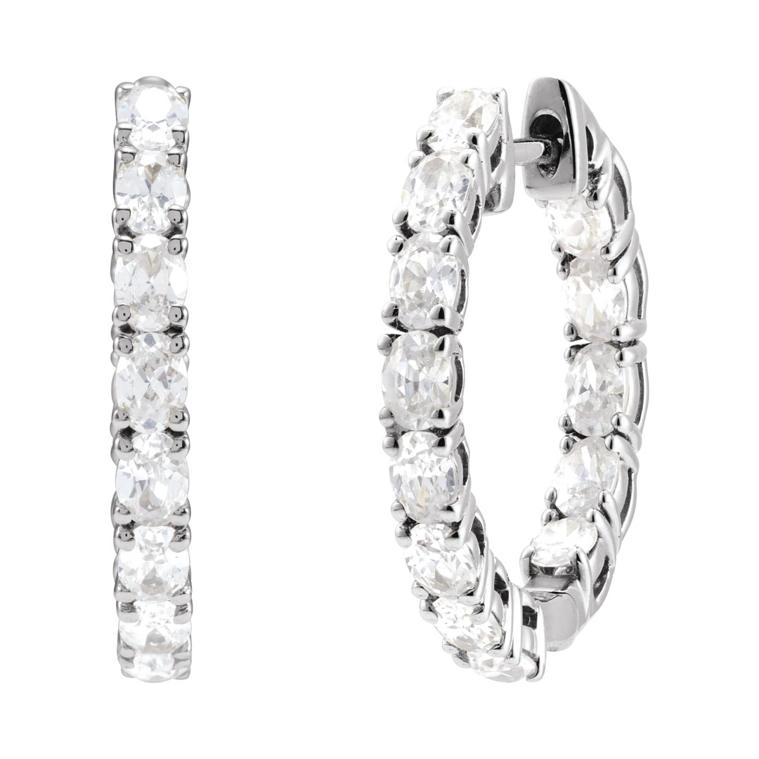 14K 2 5/8 CTW Oval Diamond Inside-Outside Hoops