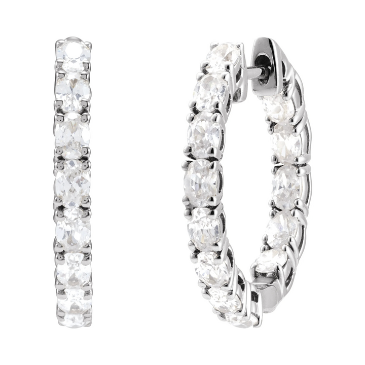14K 2 5/8 CTW Oval Diamond Inside-Outside Hoops