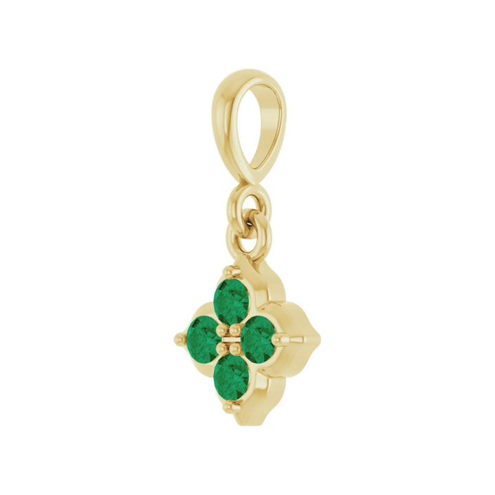 14K Lab Grown Emerald Four-Stone Pendant