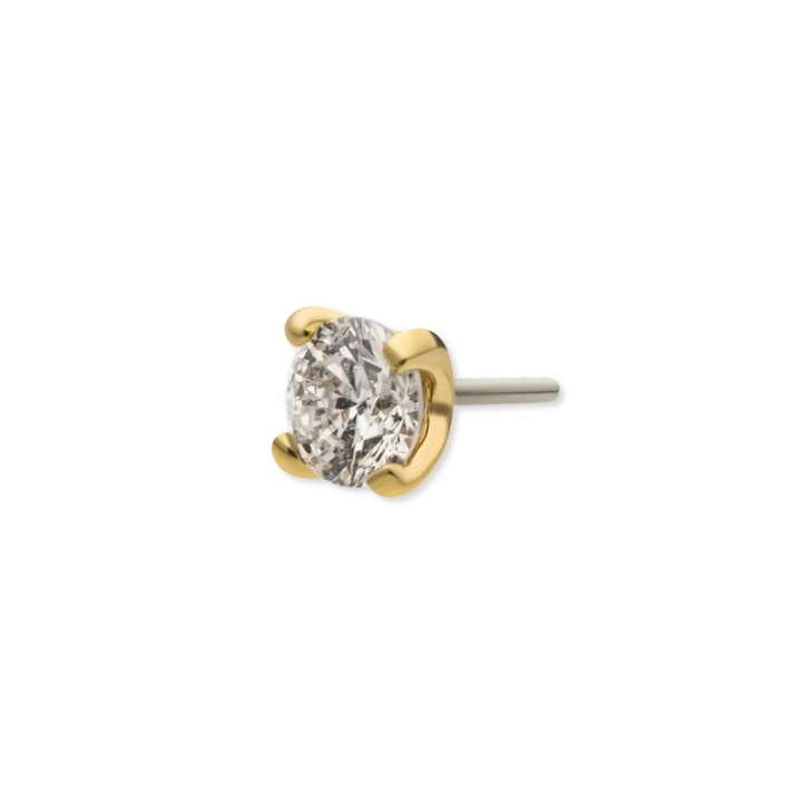 14K Round Prong Lab Grown Diamond Flat Back Stud