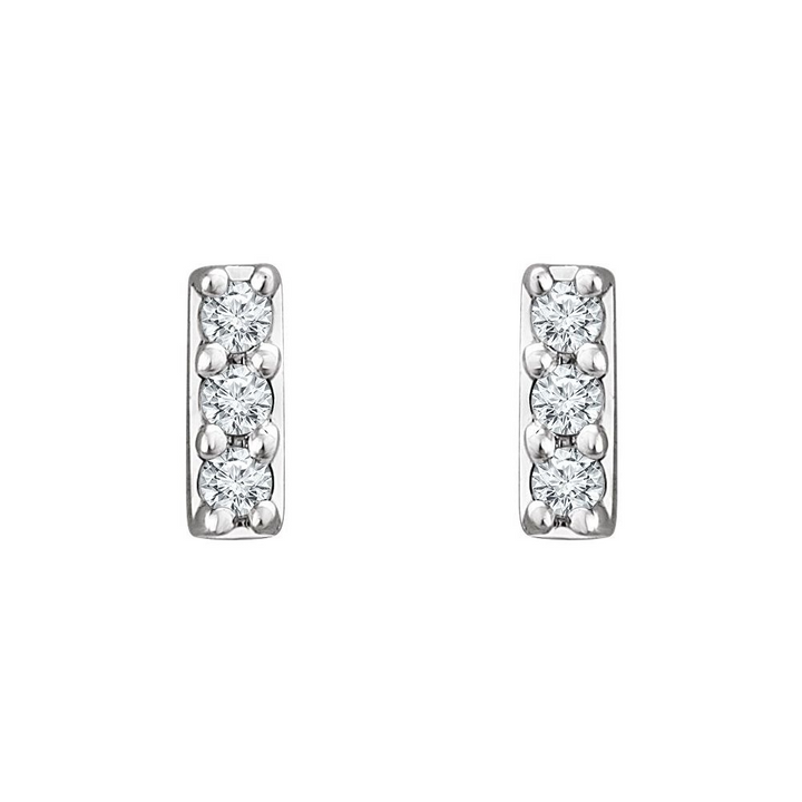 14K Diamond Bar Stud