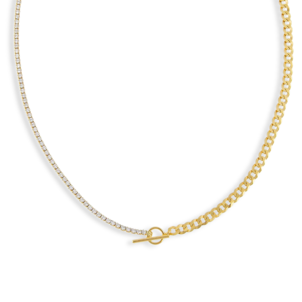 Tennis & Curb Chain Toggle Necklace