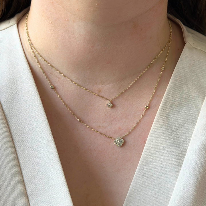 14K Diamond Clover Pendant Necklace