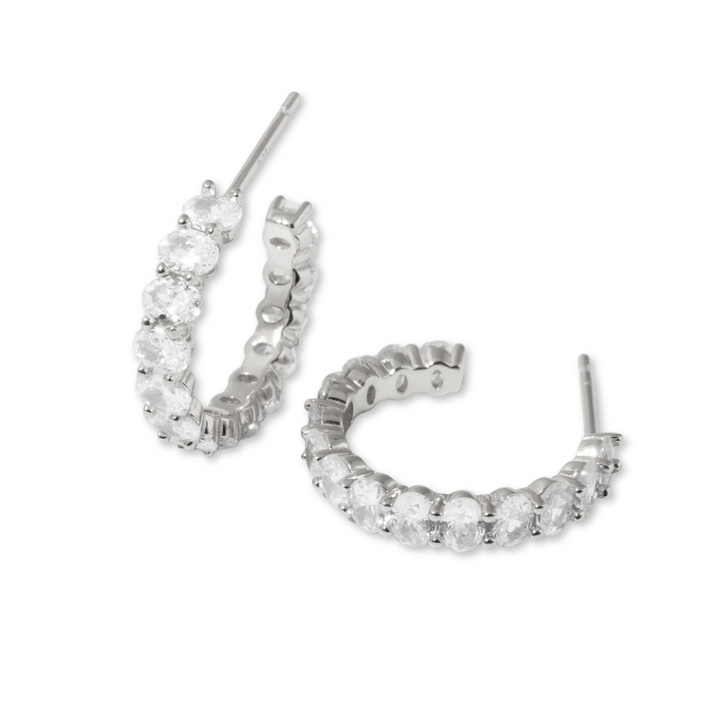 Oval Studded Hoops