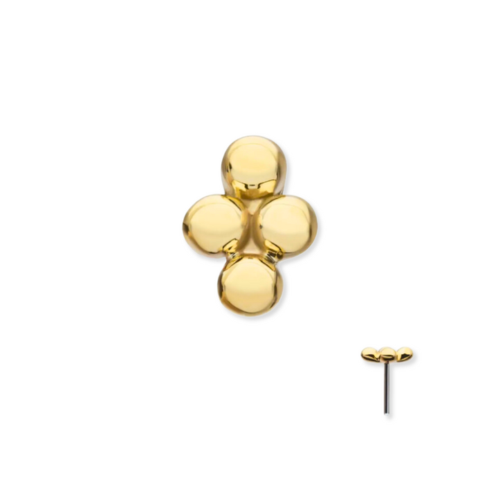 14K Four Beaded Ball Flat Back Stud