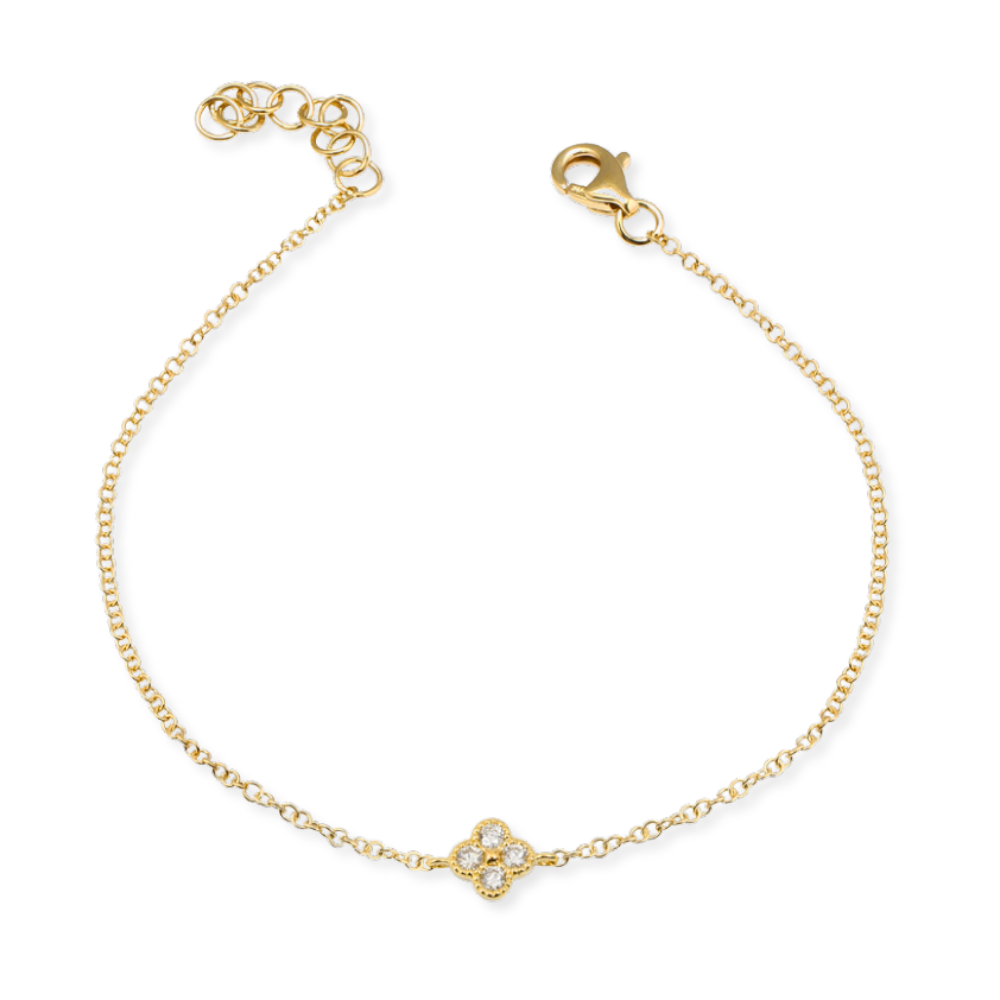 14K Diamond Clover Bracelet