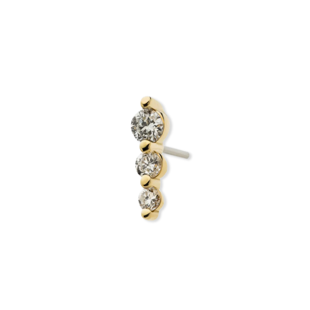 14K Linear Lab Grown Diamond Flat Back Stud