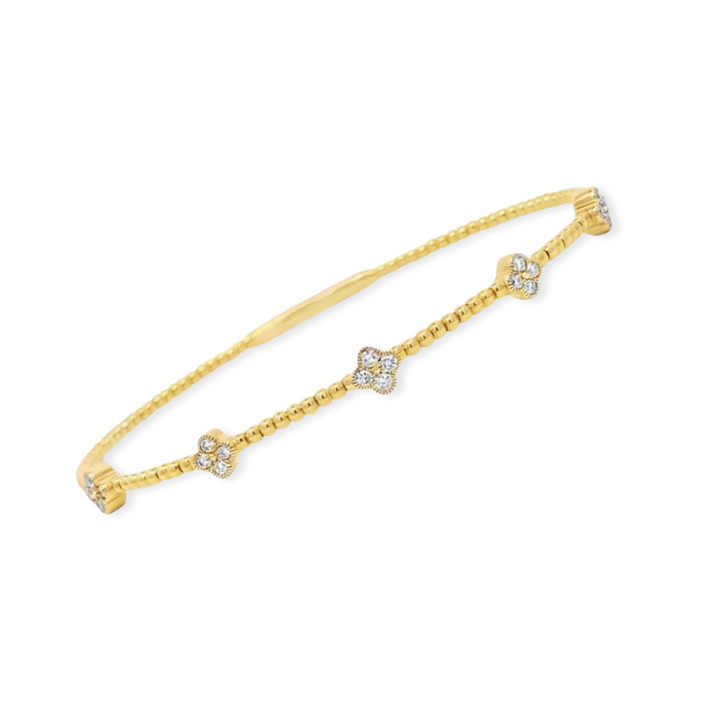 14K 1/3 CTW Natural Diamond Clover Flex Bangle