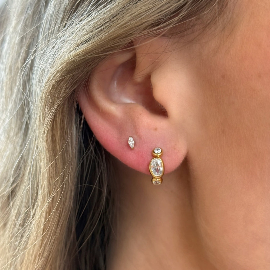 2-Prong CZ Marquise Flat Back Stud