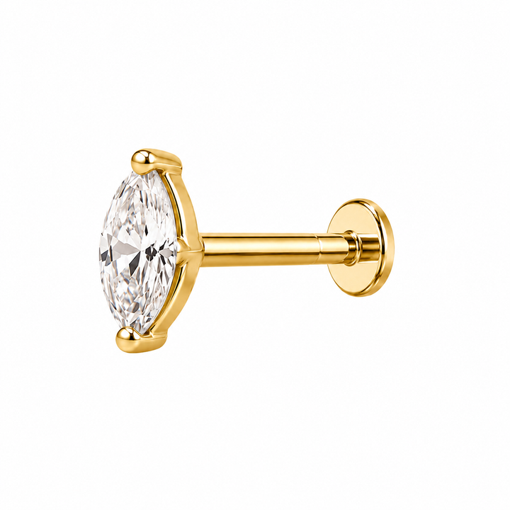 2-Prong CZ Marquise Flat Back Stud