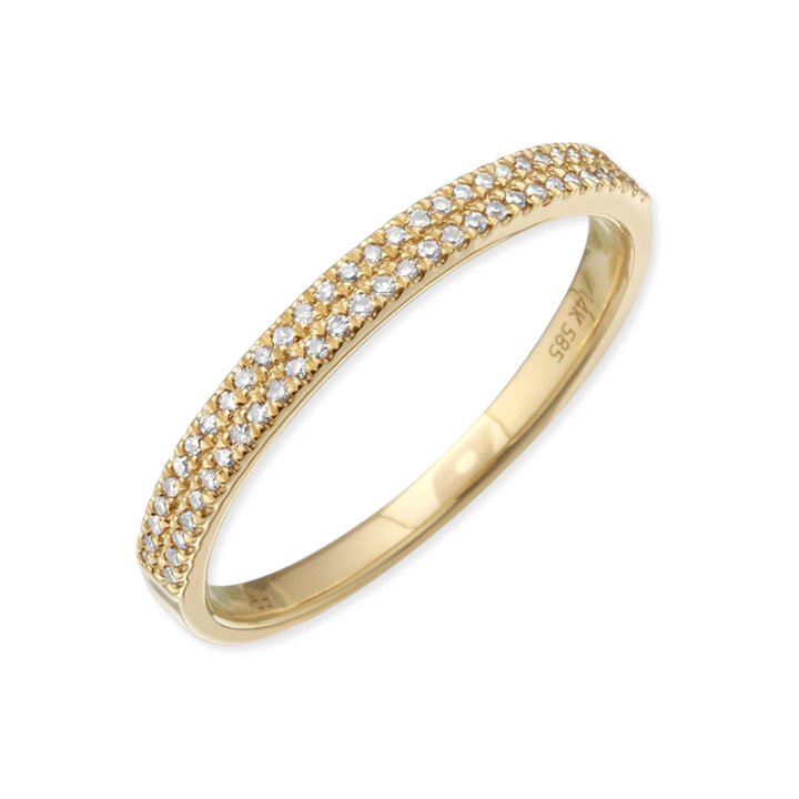 14K Double Row Diamond Pinky Ring