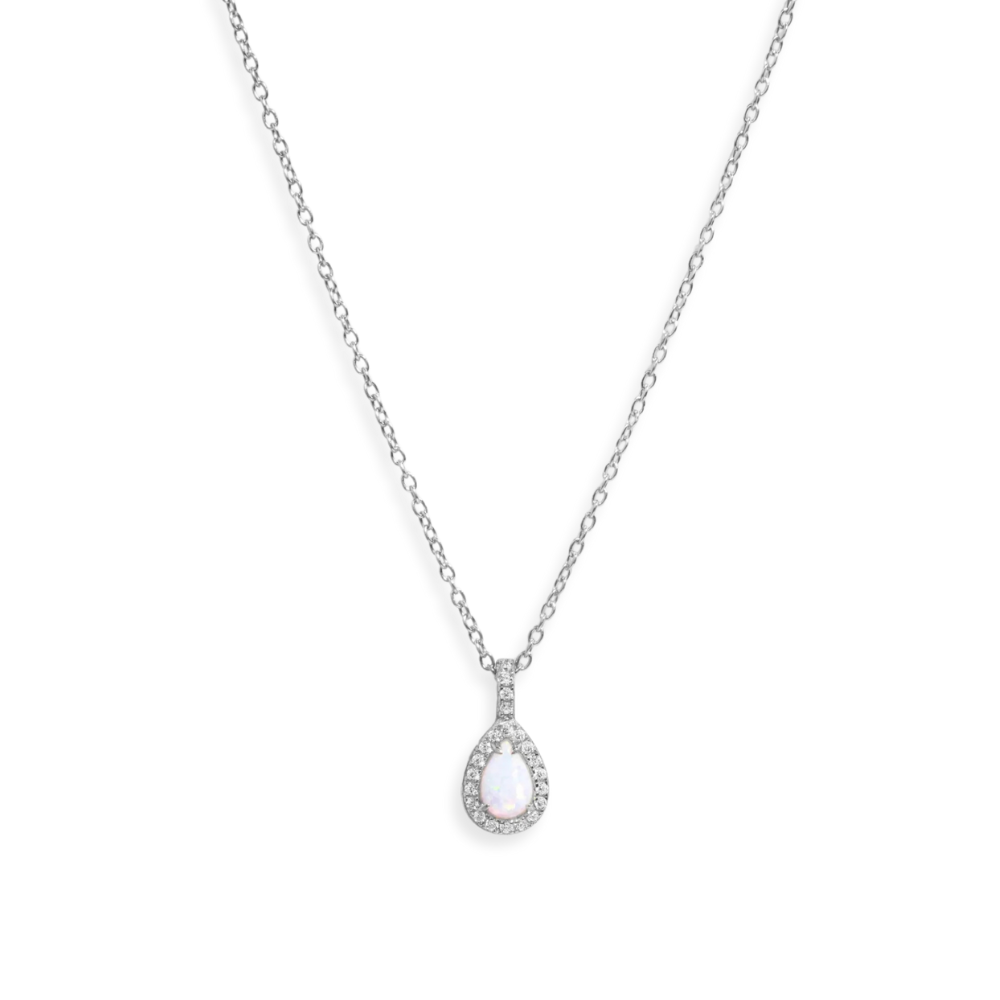 Opal Pear Pendant Necklace