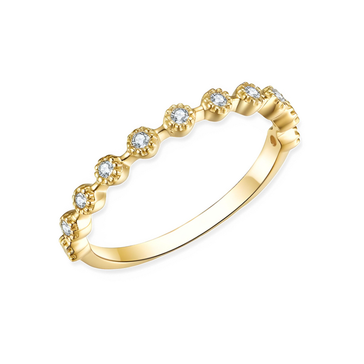 14K Milgrain Bezel Diamond Stackable Ring
