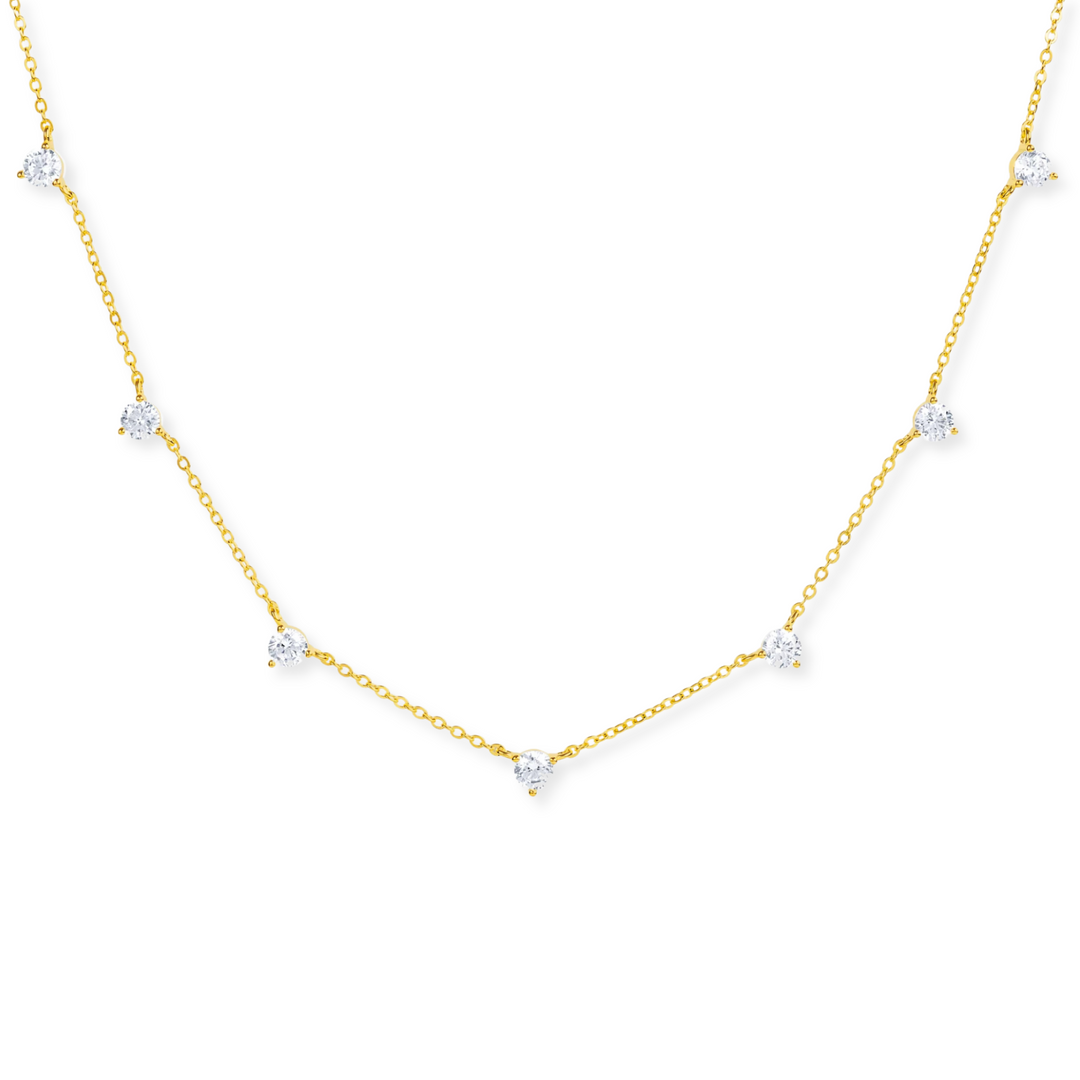 3-Prong CZ Station Necklace