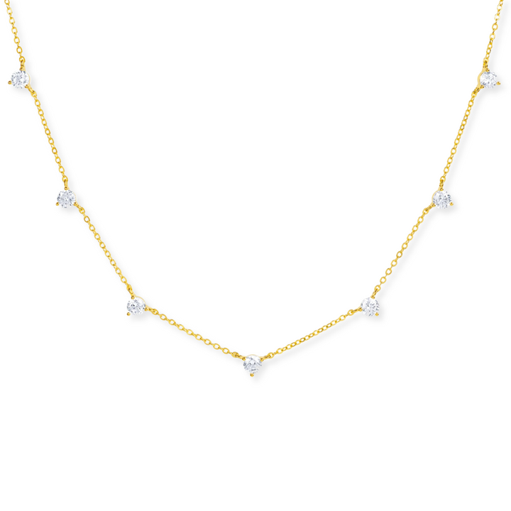 3-Prong CZ Station Necklace