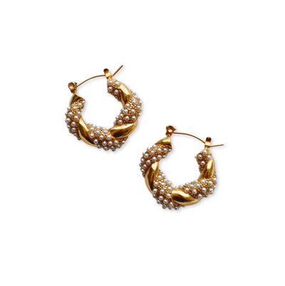 Nellie Pearl Twisted Hoops