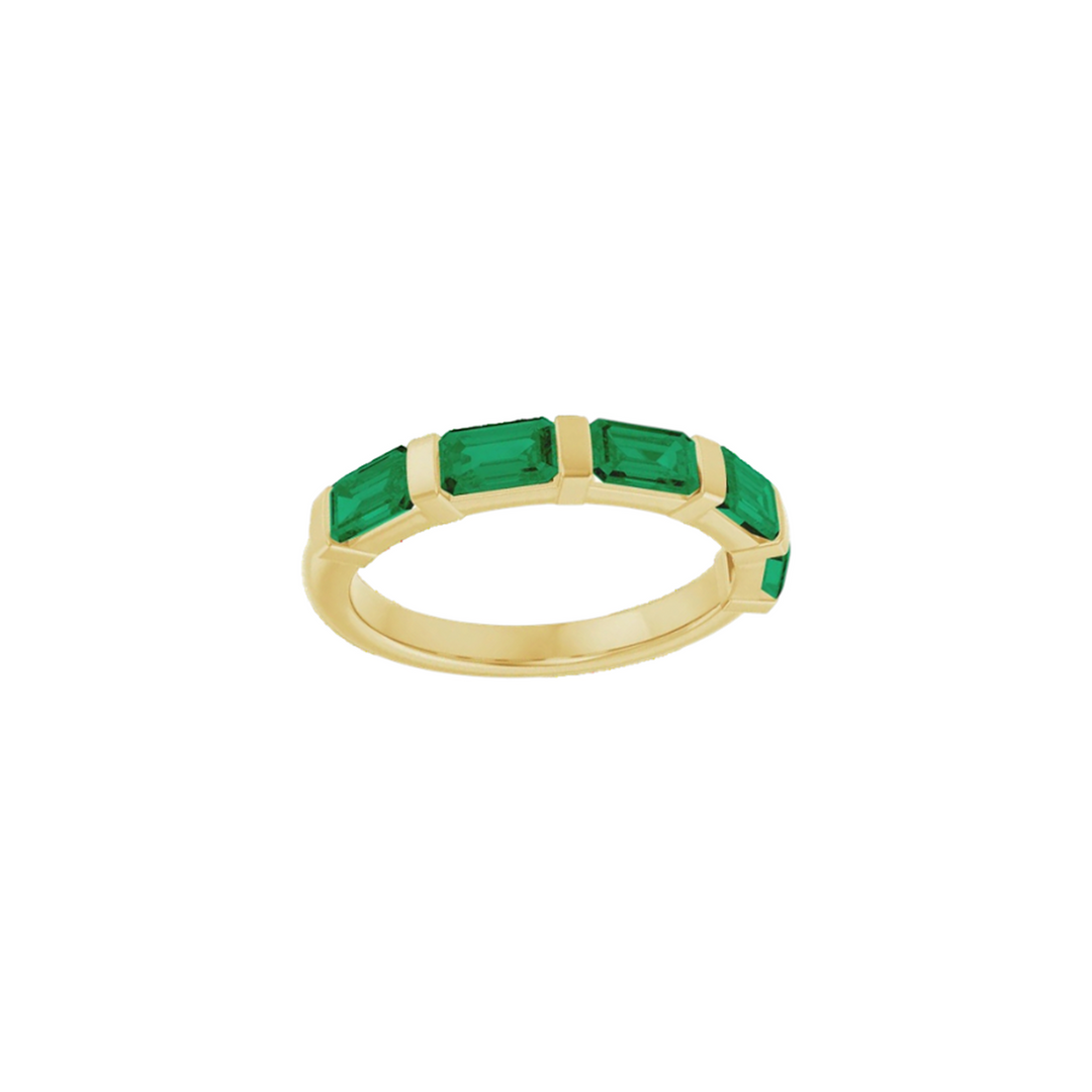 14K Emerald Diamond Anniversary Band