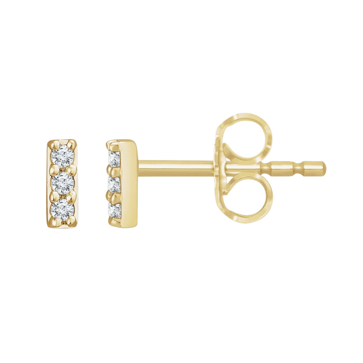 14K Diamond Bar Stud