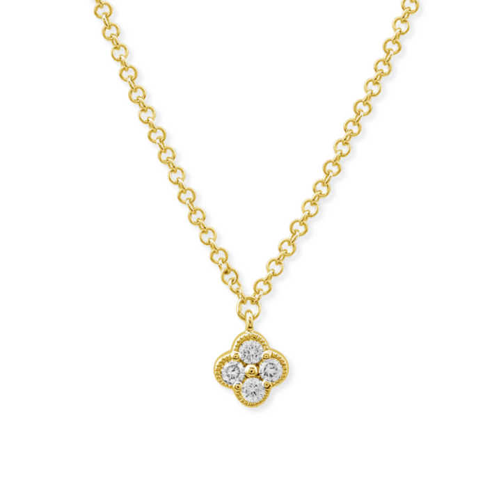 14K Diamond Clover Pendant Necklace