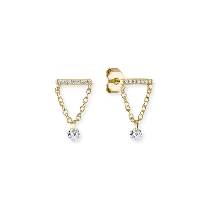Pierced Dangle CZ Bar Studs