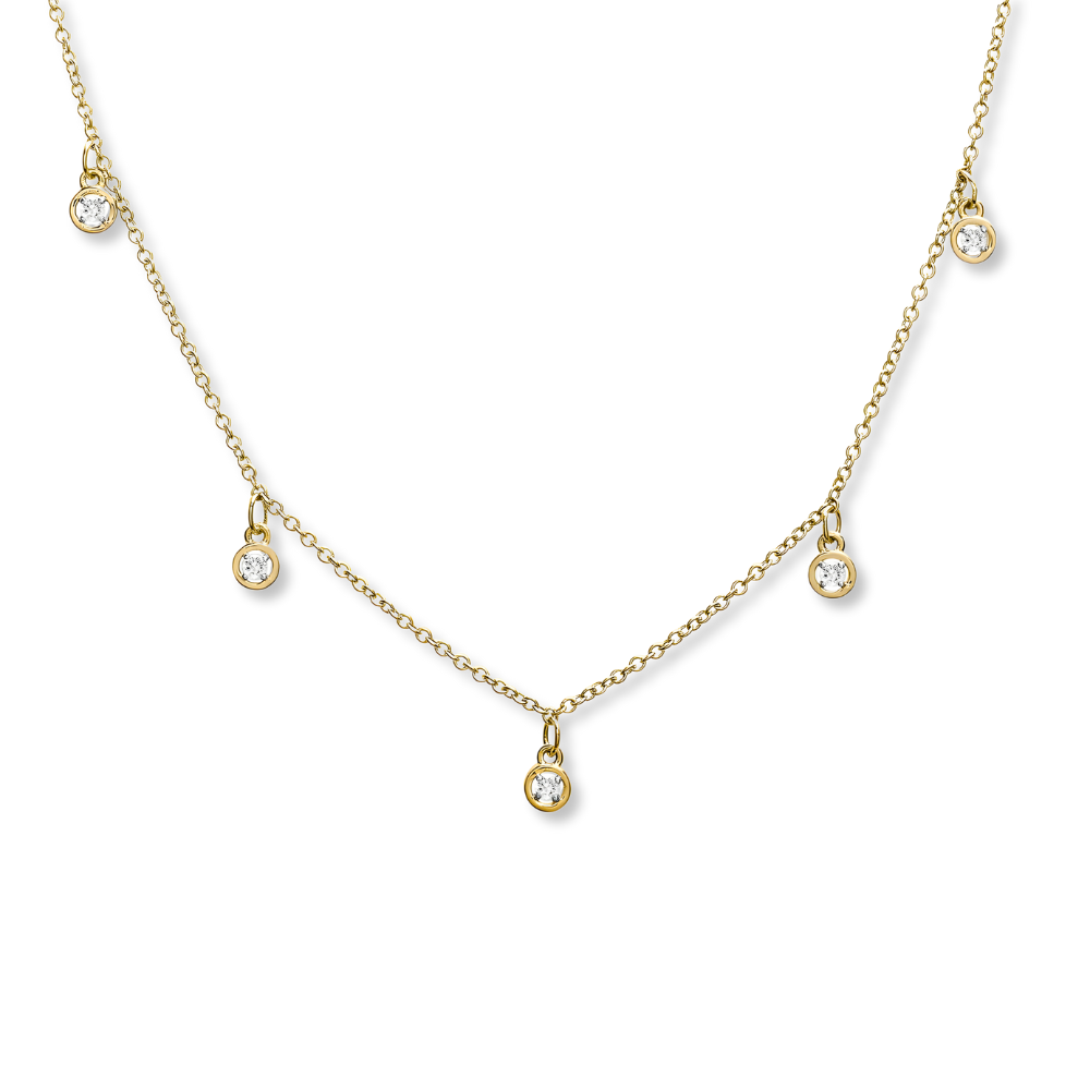 14K 1/10 CTW Natural Diamond Bezel Dangle Necklace