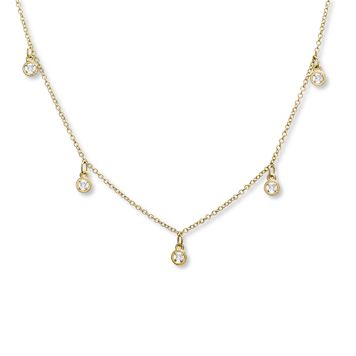 14K 1/10 CTW Natural Diamond Bezel Dangle Necklace