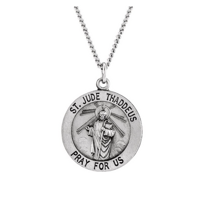 Sterling Silver St. Jude Thaddeus Medal Necklace