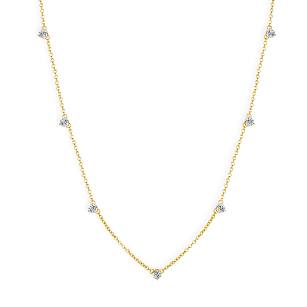 3-Prong CZ Station Necklace