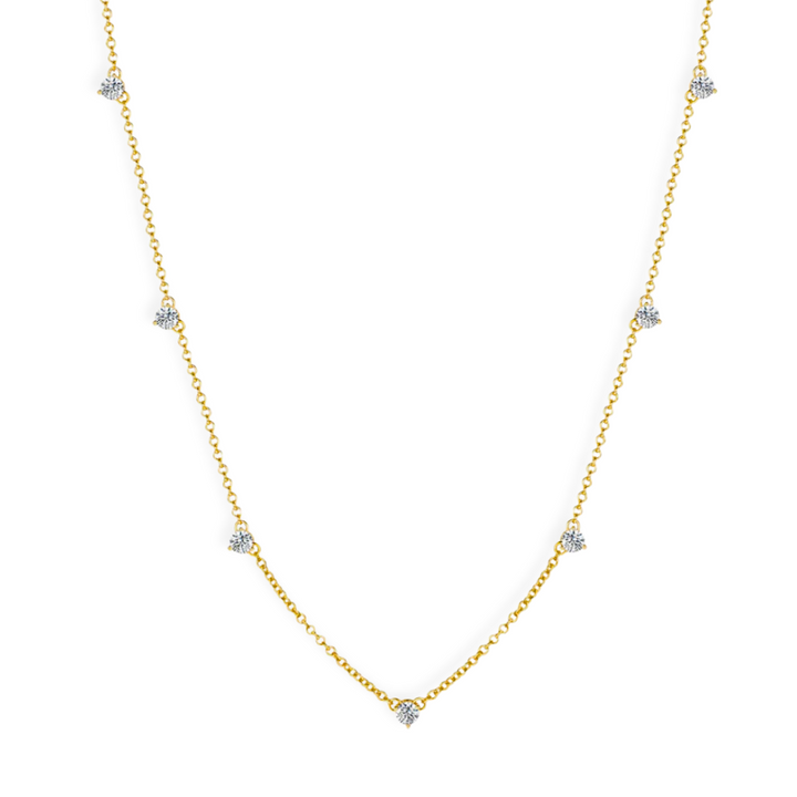 3-Prong CZ Station Necklace