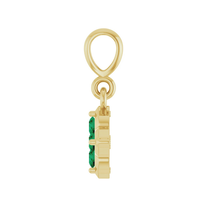 14K Lab Grown Emerald Four-Stone Pendant