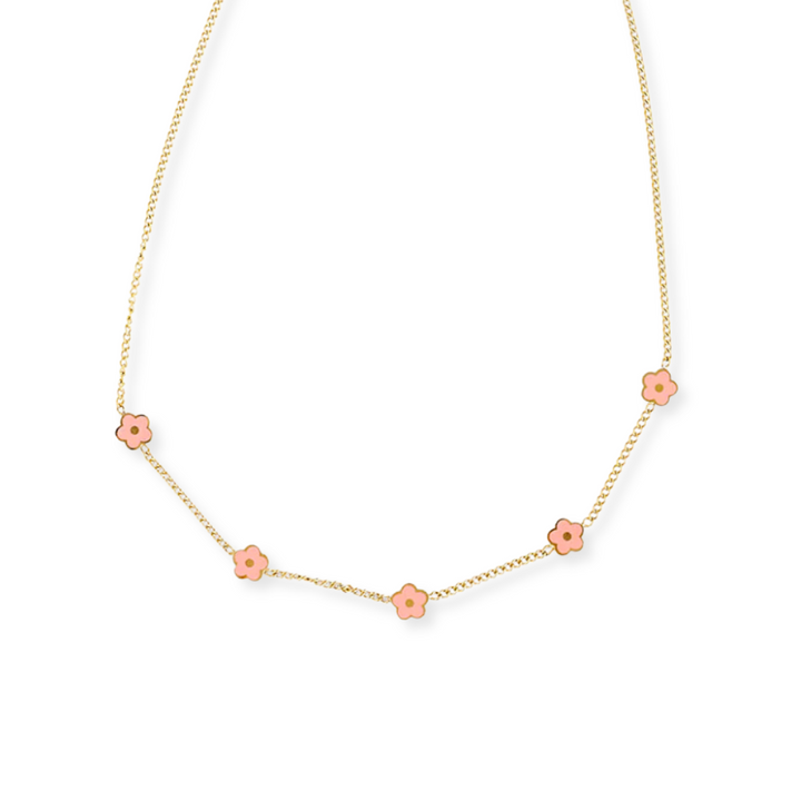 Petite Pink Flower Necklace